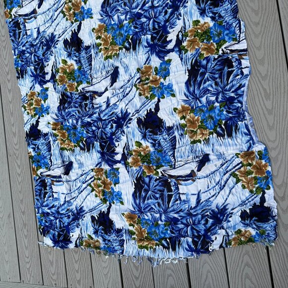 Touch of Hawaii Blue Wrap Scarf 100% Rayon Swim Cover Beachwear - Picture 6 of 6